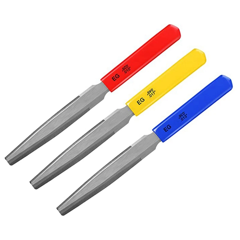 

3 Pieces Tapered Guitar Nut File Nut Slotted File Set Part Double Edge Wire File Electric Guitar Wire Tool For Bass,7.6 Inches