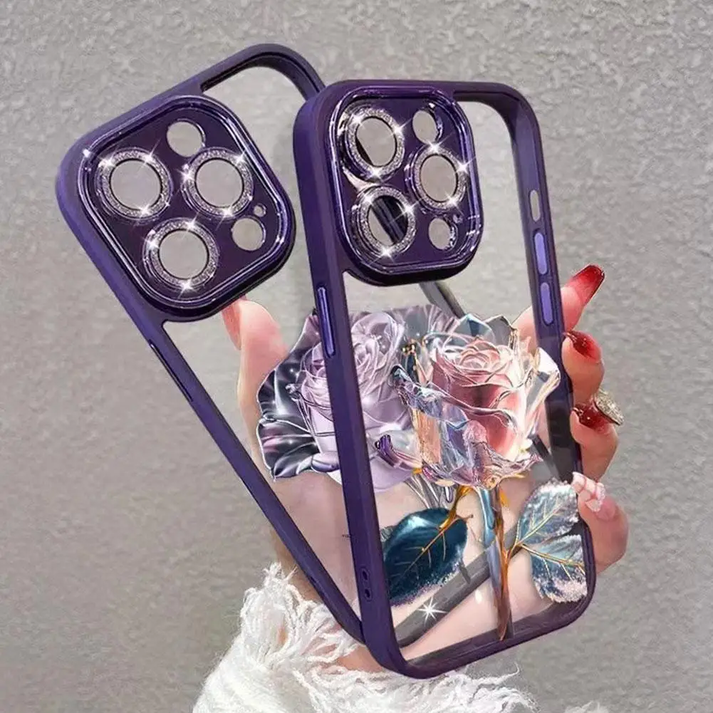 

Fairy Rose For Fairy Rose Phone For 12/13/14 Series Purple Rose For 14 Pro Max Woman F6k5