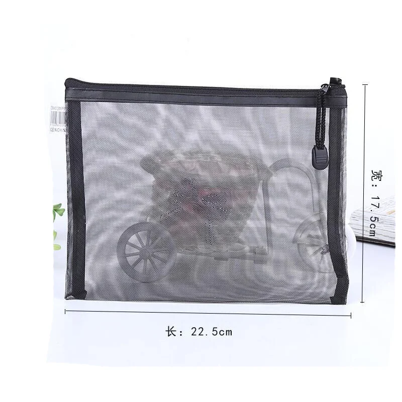 

Black Cosmetic Bag Makeup Women Storage Transparent Mesh Organizer Wash Travel Portable Toiletry Multifunction