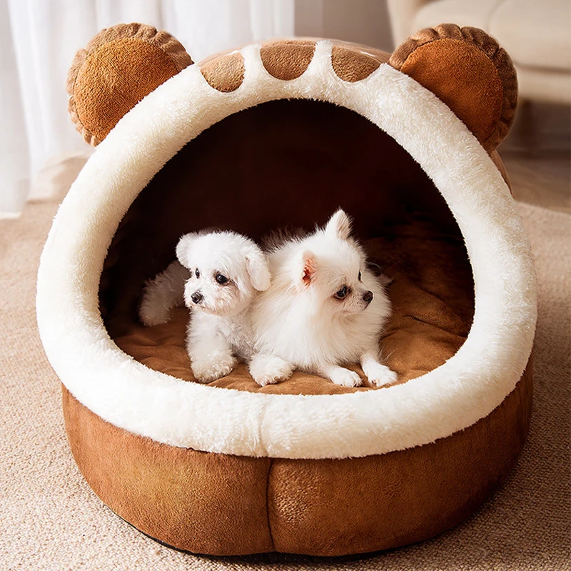 

Winter Dog Bed Self-Warming Puppy House Cozy Tent Cave Indoor Nest Kennel Hut for Small Medium Cat Soft Basket Deep Sleep