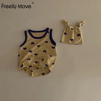 freely move baby summer clothing newborn baby girls toddler infant jumpsuit bodysuithats heart print clothes sunsuit beachwear