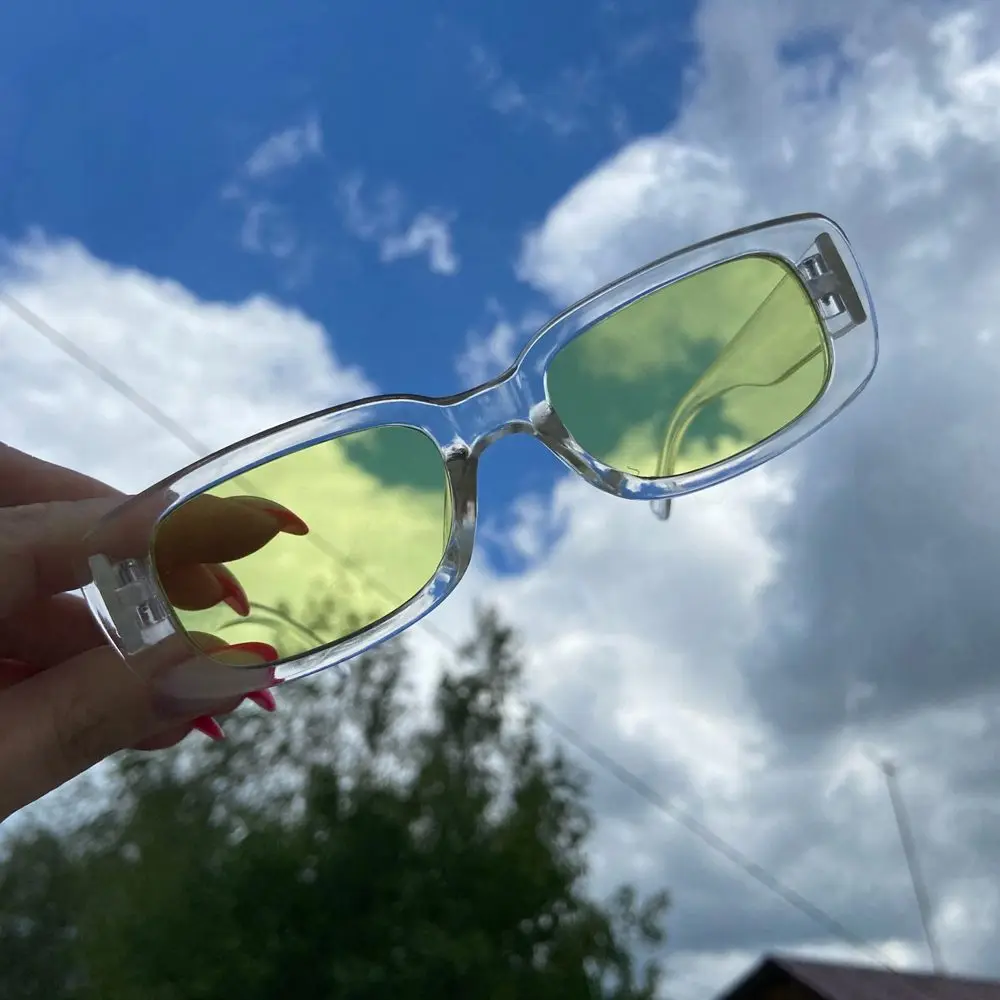 

Солнечные очки в прямоугольной оправе женские, небольшие квадратные винтажные солнцезащитные аксессуары в стиле ретро, брендовые дизайнер...