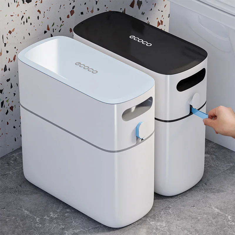 

New Trash Can Household Toilet Kitchen Living Room Splinted with Lid Large Automatic Packing Paper Bucket Convenient Compost Bin