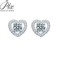 ptx holycome real 1 carat d color moissanite stud earrings for women top quality s925 sterling silver sparkling wedding jewelry