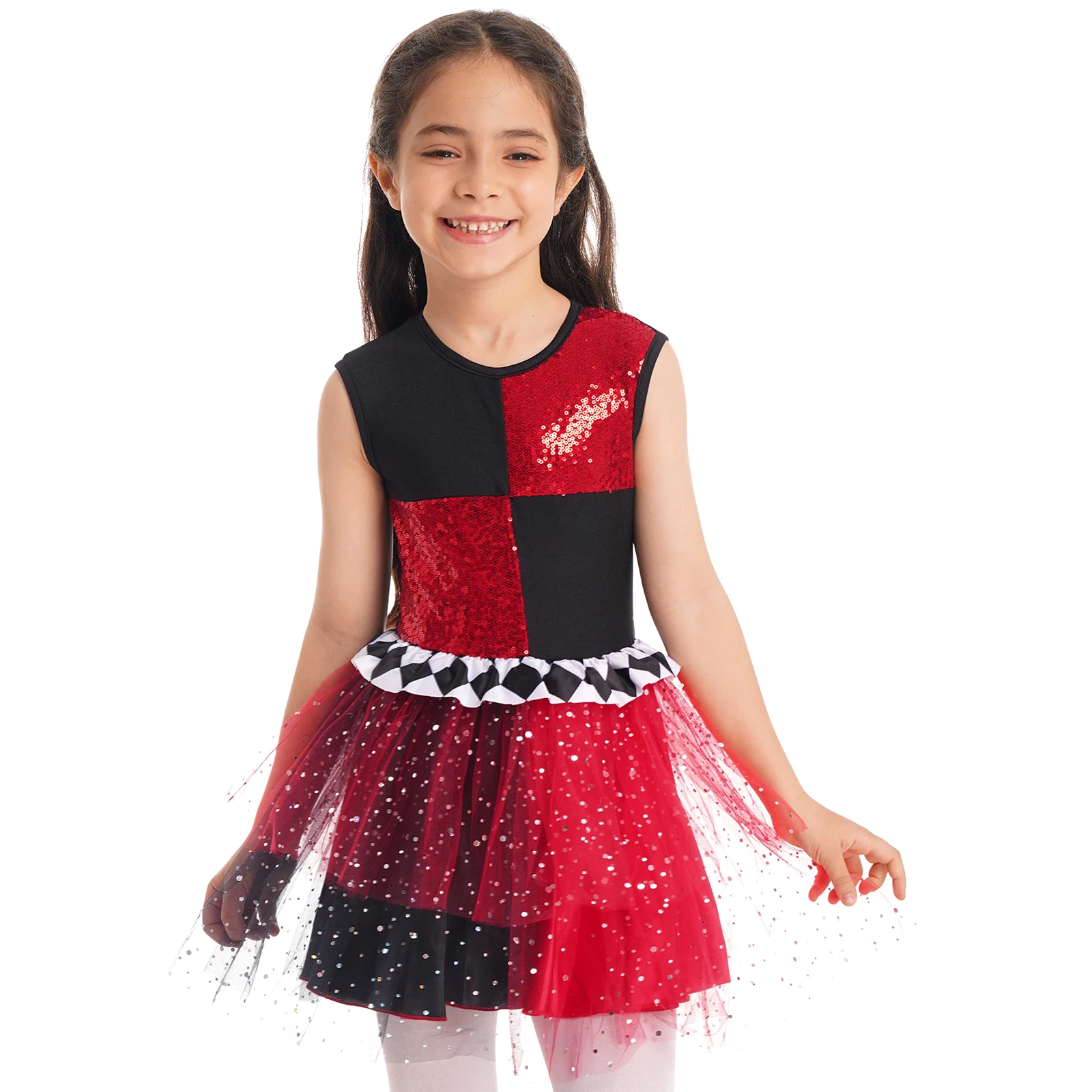 

Детское блестящее платье-клоунская пачка с блестками для девочек вечерние костюмы без рукавов с оборками, разноцветное Тюлевое платье-пачк...