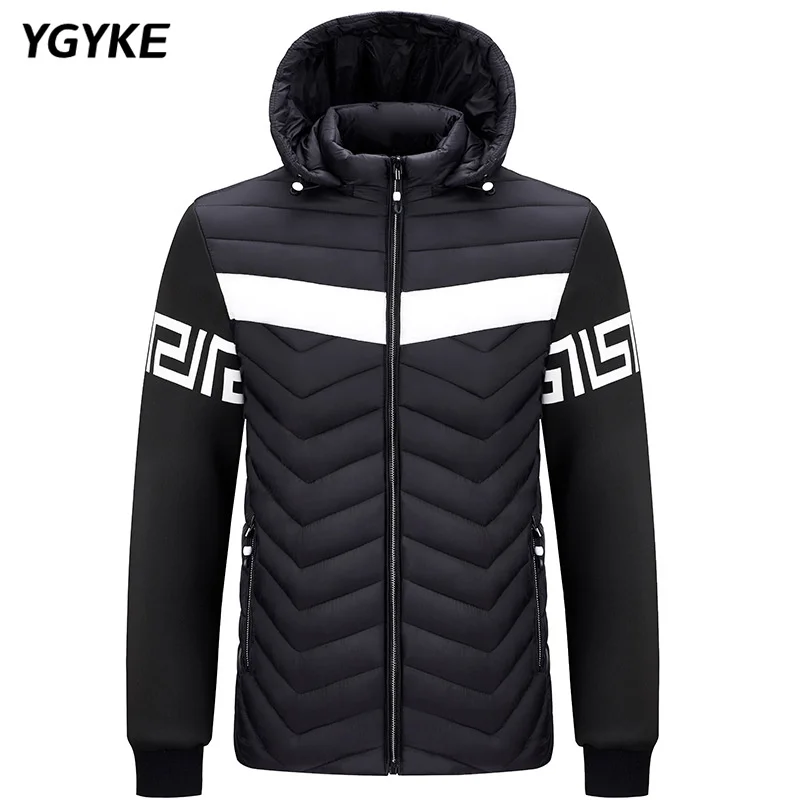 Winter New Men's Hooded Zipper Cotton Clothing Fashion Hot Sale Color Matching Warm Slim Coat Fashion Versatile Comfortable Top