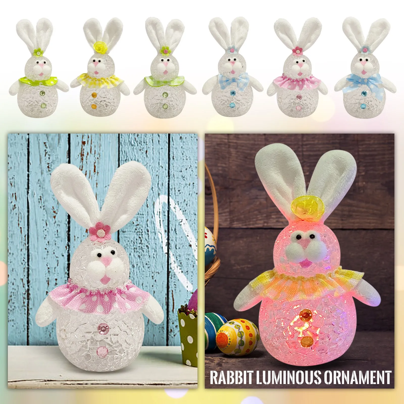 

Easter Lighting Rabbit Ear Doll Creative Night Light Rabbit Ornament Home Window Decoration Cute Led Room Desktop Standing Post