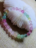 natural colorful tourmaline bracelet 7mm clear round beads rainbow candy tourmaline women men crystal jewelry aaaaaaa