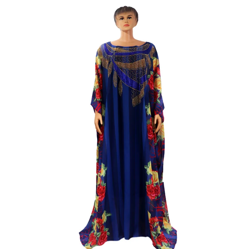 2023 New Muslim Robes Ladies Abaya African Dresses for Women Summer Chiffon Pearl Long Maxi Dress Traditional Clothing Plus Size
