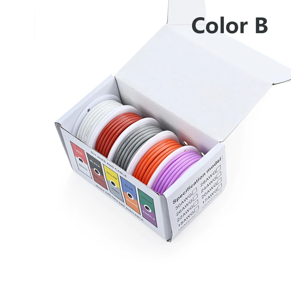 

UL1007 ПВХ луженый чистый медный кабельный провод, многожильный электрический провод 30/28/26/24/22/20/18/16 AWG, провод для печатной платы «сделай сам» (5 цветов, смешанный комплект)
