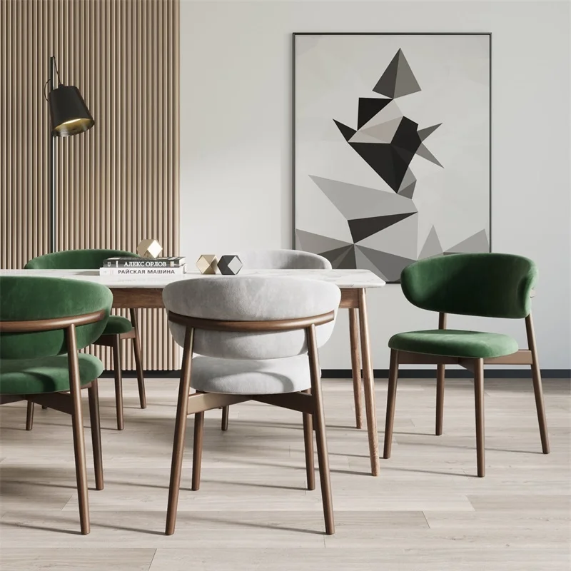 

Деревянные обеденные стулья для спальни, Скандинавская кухонная бархатная комод, обеденные стулья, эргономичные стулья для салона, домашняя мебель WK50DC