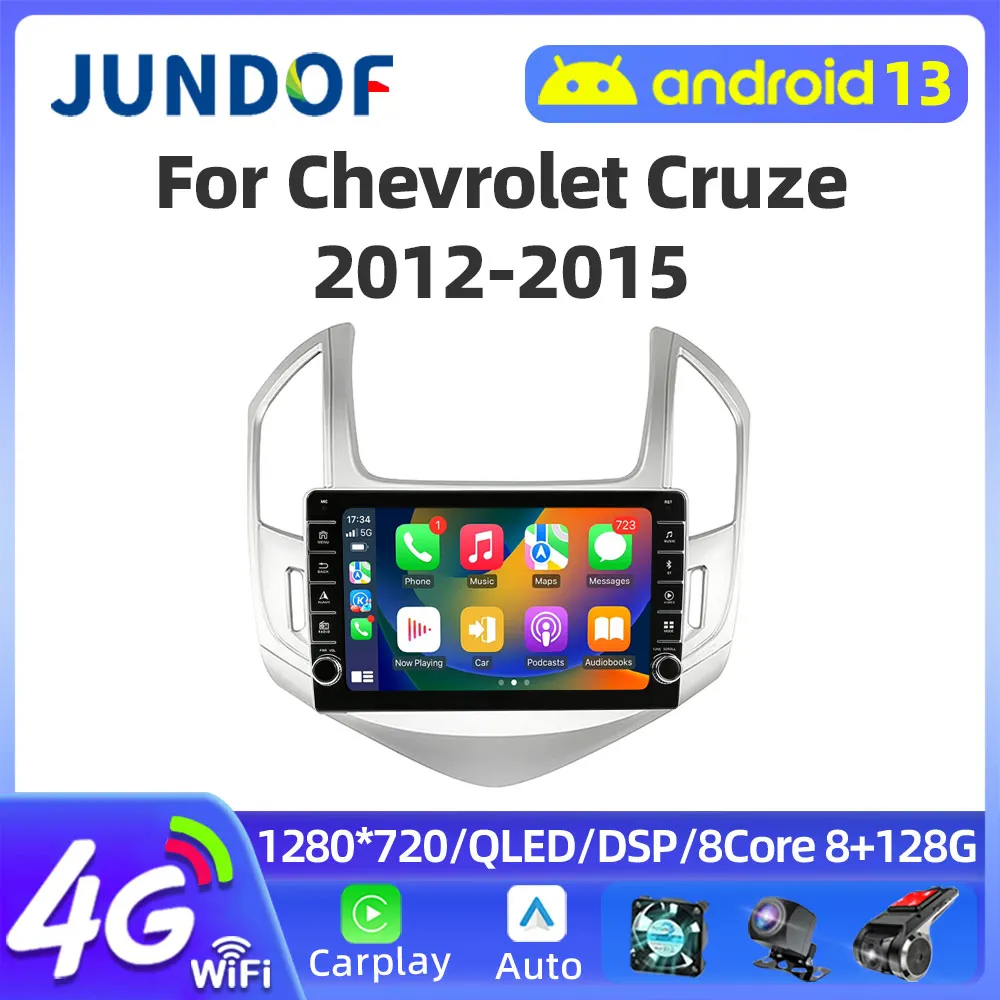 Jundof для Chevrolet Cruze J300 J308 2012 - 2015 Android 12 автомобильное радио мультимедийный