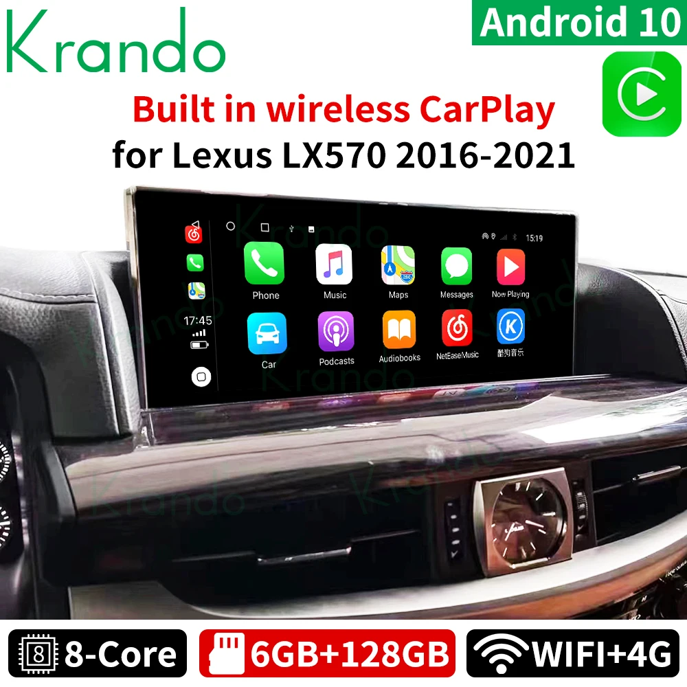 Автомобильный радиоприемник Krando Android 9. 0 6G 10 0G для Lexus LX570 12 3-128 аудио стерео