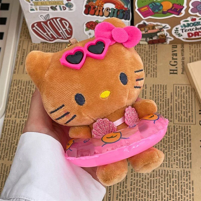 Плюшевое плавательное кольцо Kawai милый кулон в виде кошки плюшевый брелок черной