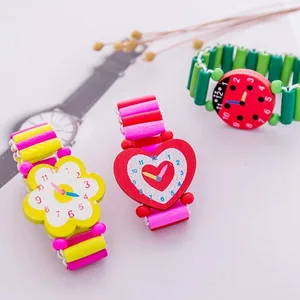 Kids Girl Colorful Wood Bracelets Children Elastic Watch Wristbands Child Toy Bracelet Wholesales Bi in India