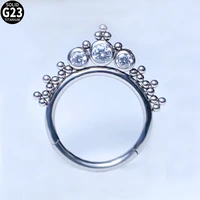 g23 titanium zircon nose rings septum clicker hoop labret ear tragus cartilage daith helix hinged segment rings piercing jewelry