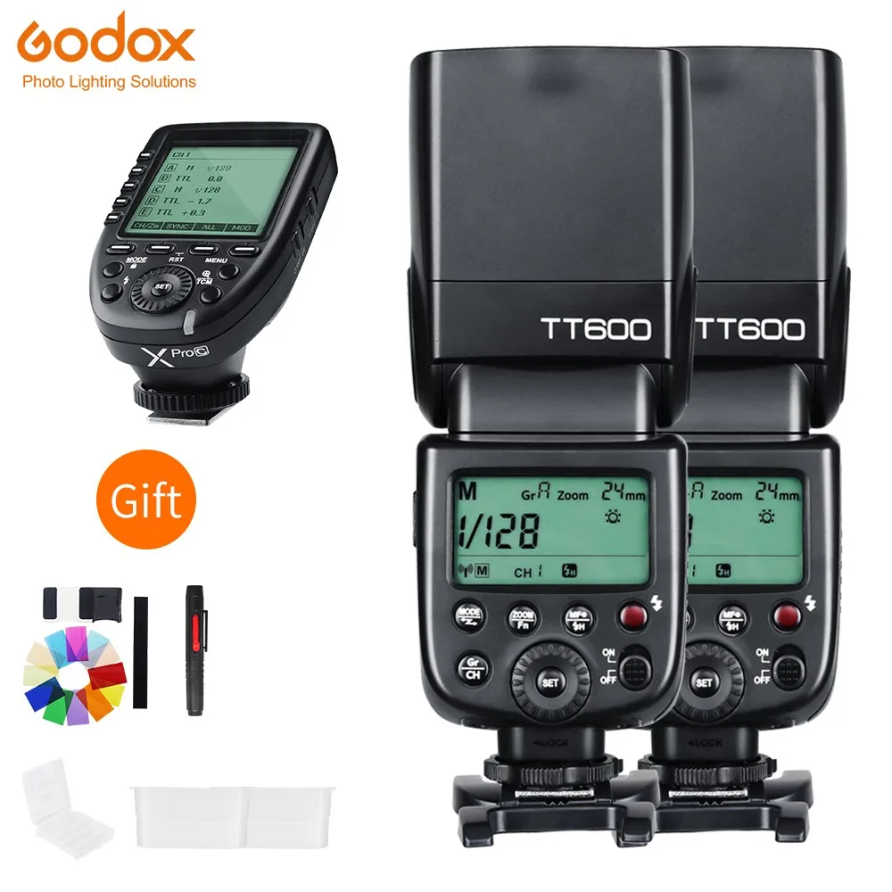 

Godox 2x TT600 2.4G Wireless Camera Flash Support Off-machine HSS +Xpro Transmitter Trigger For Canon Nikon Fujifilm Sony Olympu