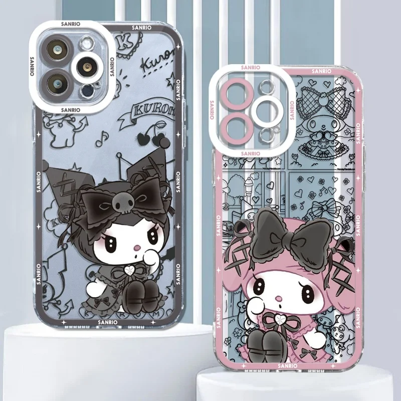 Фото Милый чехол для телефона Sanrio Pachacco Kuromi для Xiaomi Redmi 15C A5 14C 13 12 13C 10C 12C 10 9C A3 Note 11 10 10S, прозрачный корпус №2