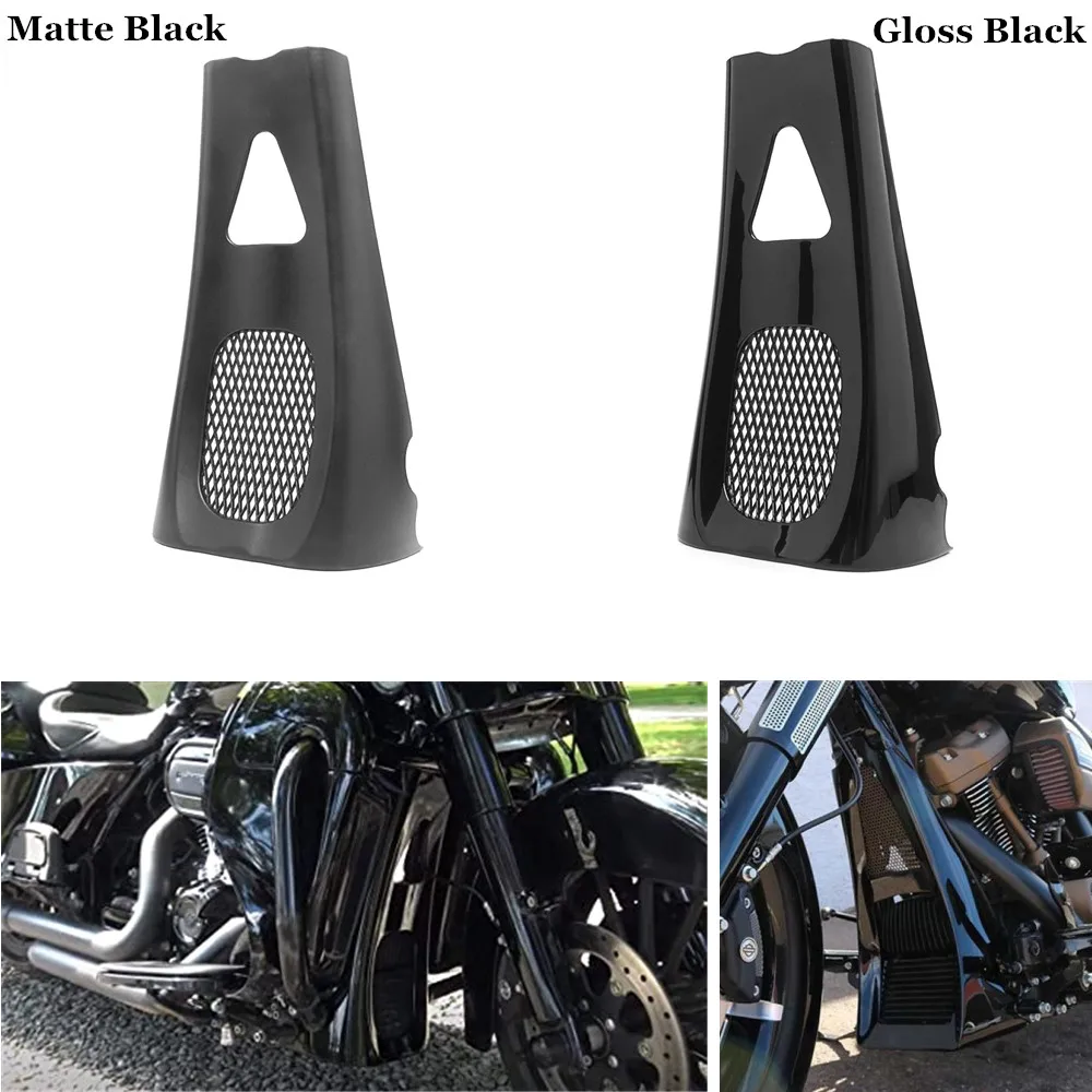 

Motorcycle Black Front Lower Radiator Cover Stretched Chin Spoiler For Harley Touring M8 Electra Street Road Glide King Ultra