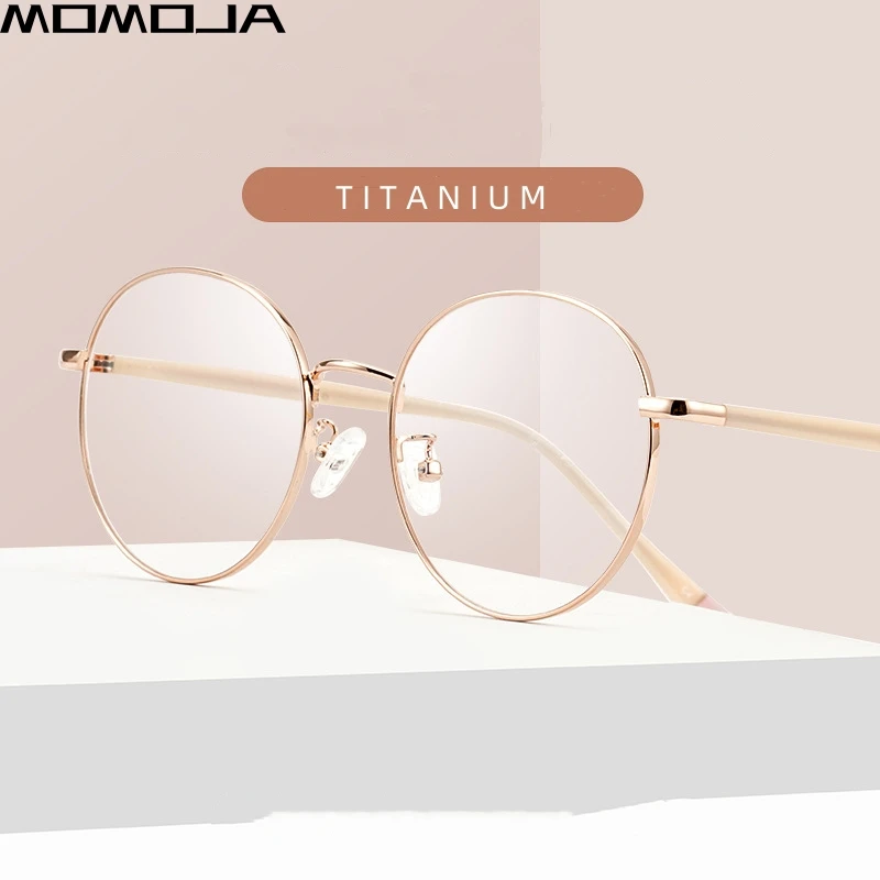 

MOMOJA New Fashion Eyewear Ultra Light Retro Round Titanium Eyeglasses Myopia Optical Prescription Glasses Frame For Women 1967