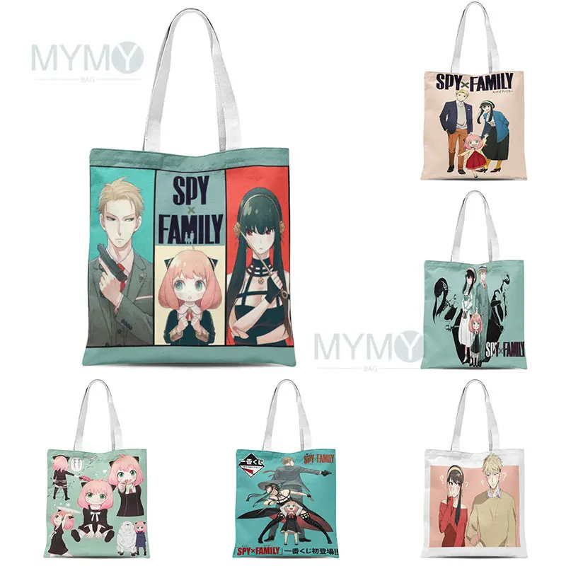 

SPYFAMILY Japanese Anime Shopping Bag Graphic Tote Harajuku Spy x Family Canvas Anya Smug SpyFamily Shoulder Bag Female