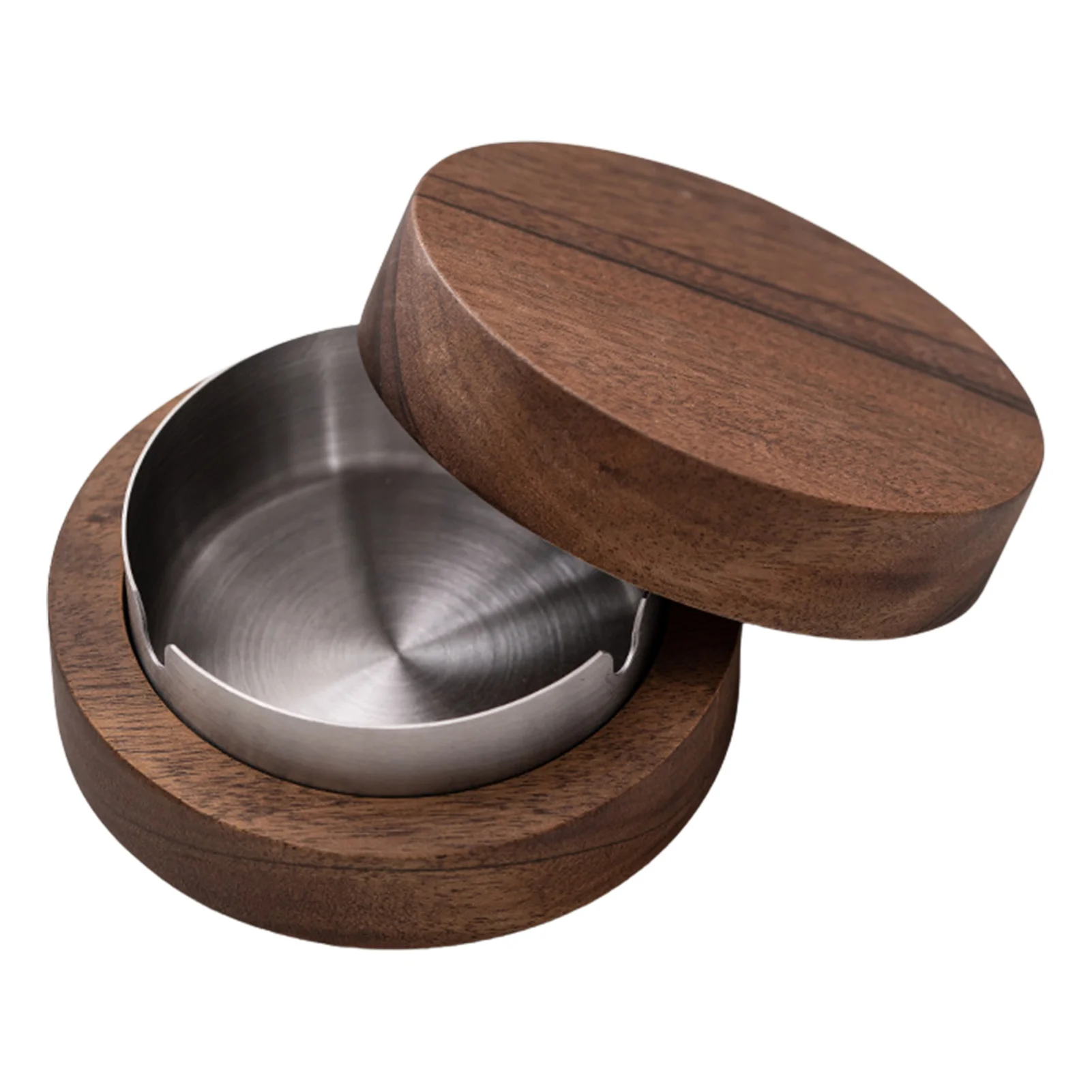 

Ashtrays Walnut Wood Ashtrays With Lid Covered Windproof Ashtray With Stainless Steel Liner Indoor Outdoor Ash Tray For Home