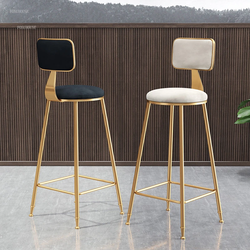 Кованые обеденные стулья в скандинавском стиле, Простой Легкий роскошный барный стул с дизайнерской спинкой, высокий барный стул, обеденны...
