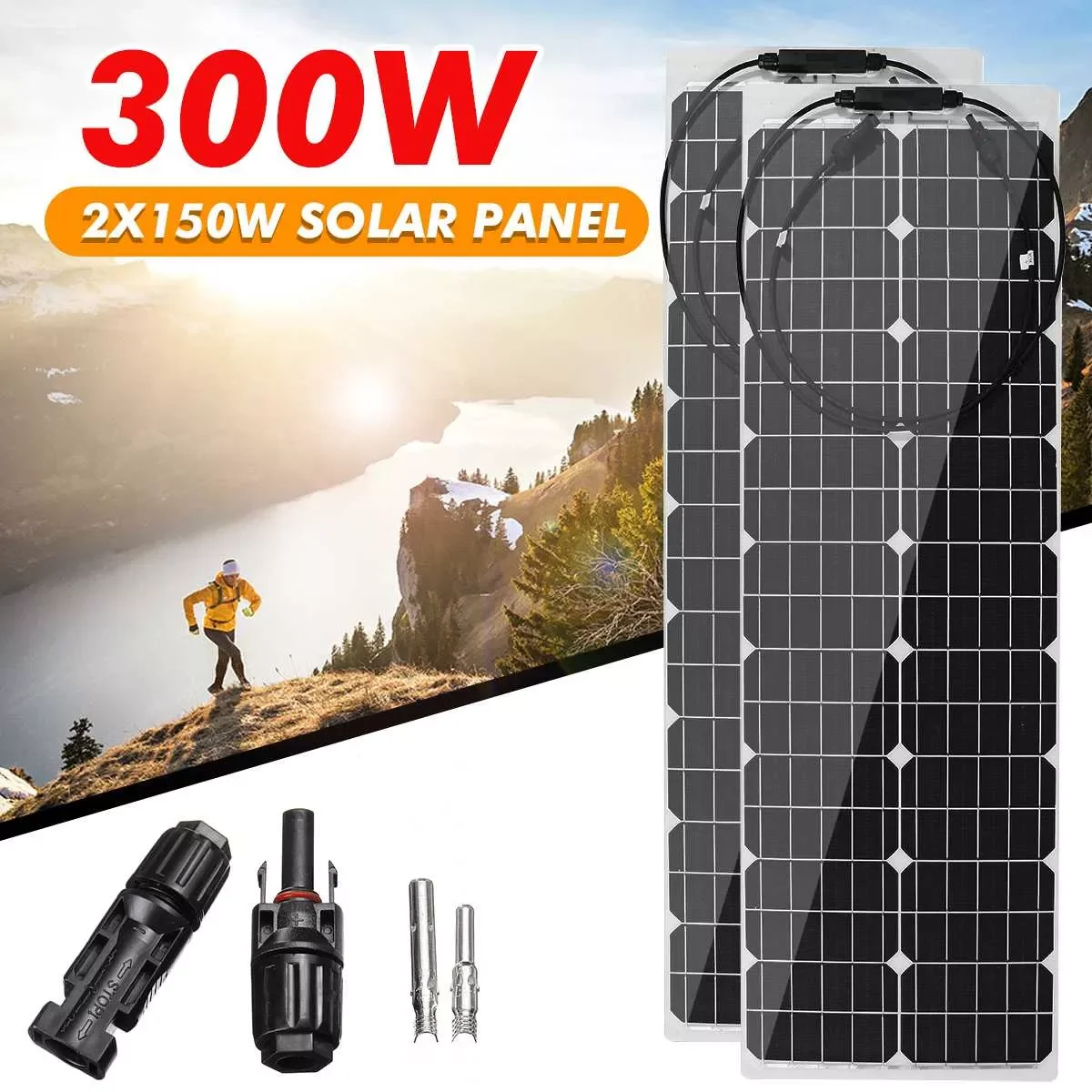 

2023New 18V Semi-Flexible Monocrystallin Solar Panel Solar Battery Charger Waterproof Solar Cells for Car Yacht RV Battery Charg