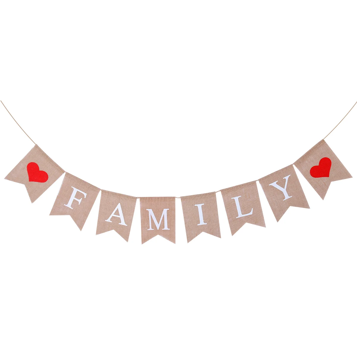 

TINKSKY 25M FAMILY Bunting Banner Swallowtail Flags Burlap Banner for Home Decoration Family Party
