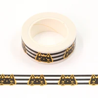 2022 new 1pc 15mm10m decorative gold foil black cats washi tape scrapbooking stationery office supply masking tape