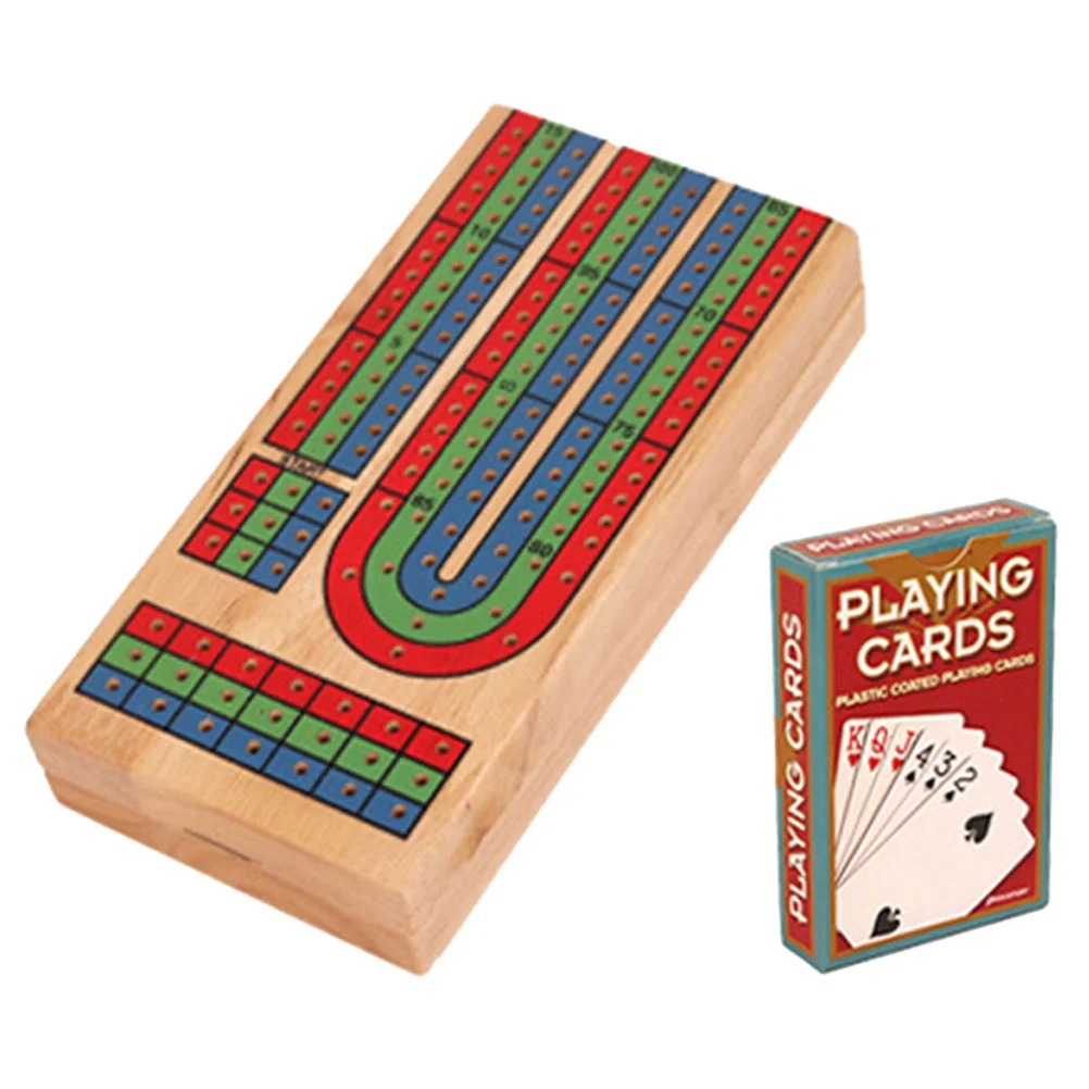 

Table Cribbage Board Accessories Funny Solid Wood Game Decorative Cards Traditional Checkerboard With Playing