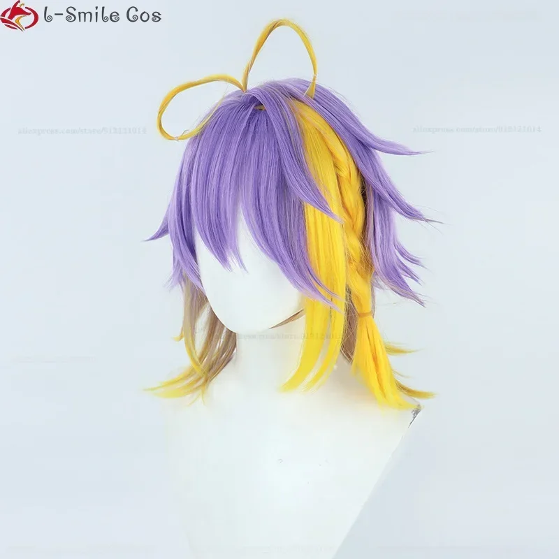 Vtuber NIJISANJI EN 6th ILUNA Idol Aster Arcadia Косплей Парик Короткий с желтыми плетеными