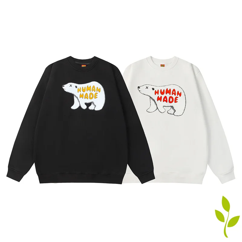 

Polar Bear Print HUMAN MADE Hoodies Women Fashion Pullover Long Sleeve Sweatshirt Anime Graphic Female Clothing Cotton Coat