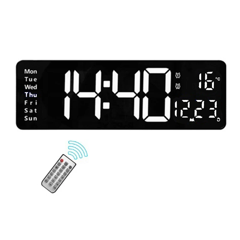 

16-дюймовые Стандартные Цифровые настенные часы-будильник/температура/дата/неделя/таймер с дистанционным управлением для дома/тренажерного зала/офиса