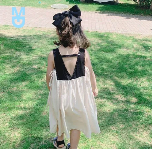 

New 2-7Y Kids Clothes GIrls Backless Dress 2022 Summer Kids Girls Off Shoulder Tutu Dress For Party Children Clothing