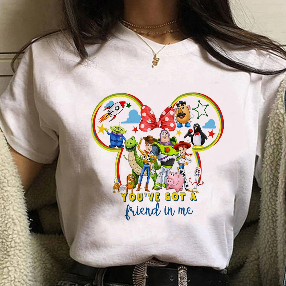 Disney Toy Story Minnie Print T-shirt Fashion Travel Best Friends Women Clothes Casual Streetwear Summer Female Tops Dropship