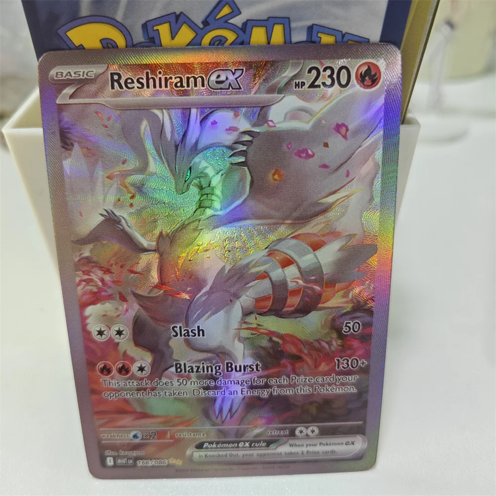 Фото Коллекционные карты TCG Zekrom Ex: Reshiram Blazing Burst 166/086 Slash – Изысканные игровые карты с лазерным эффектом для самостоятельного изготовления игровых реквизитов №1