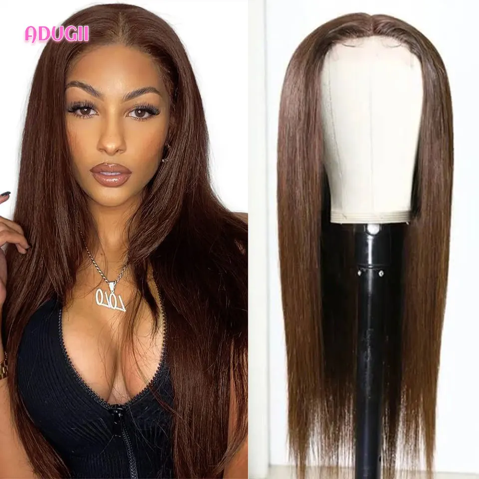 Chocolate Brown Straight Lace Front Wig Colored Human Hair Wigs Body Wave Lace Frontal Wig For Black Women