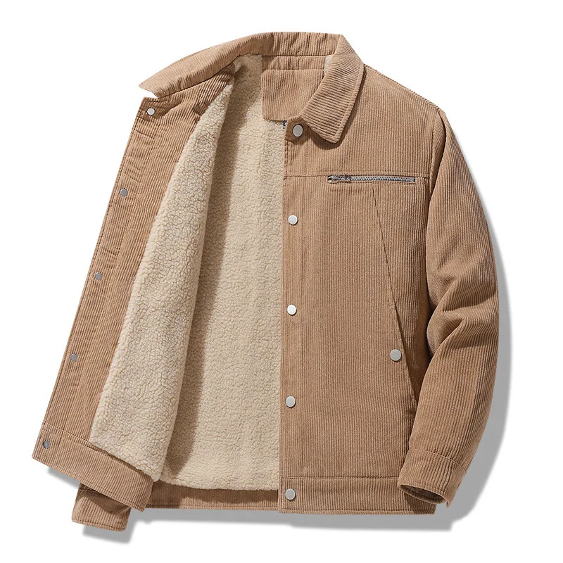 

2023 Men's Winter New Corduroy Jacket Thick Lambskin Sports Jacket