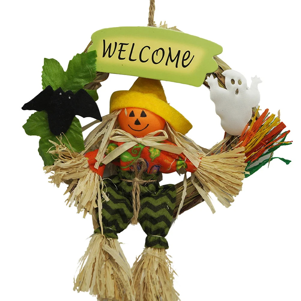 

Sign Wreath Door Witch Decoration Hanging Wall Signs Treat Or Trick Ornament Ghost Welcome Front Happy Ornaments Hanger Plaque
