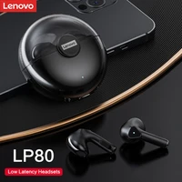 original lenovo lp80 headphone tws bluetooth earphones sports fitness headset low latency gaming music earbuds with charger case