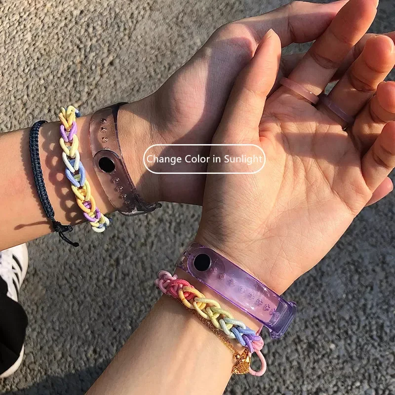 

Color Change Strap For Xiaomi Mi band 3 4 5 6 7 Replacement Smart watchband Bracelet for Mi band 6 5 Strap Wristbands Pulseira