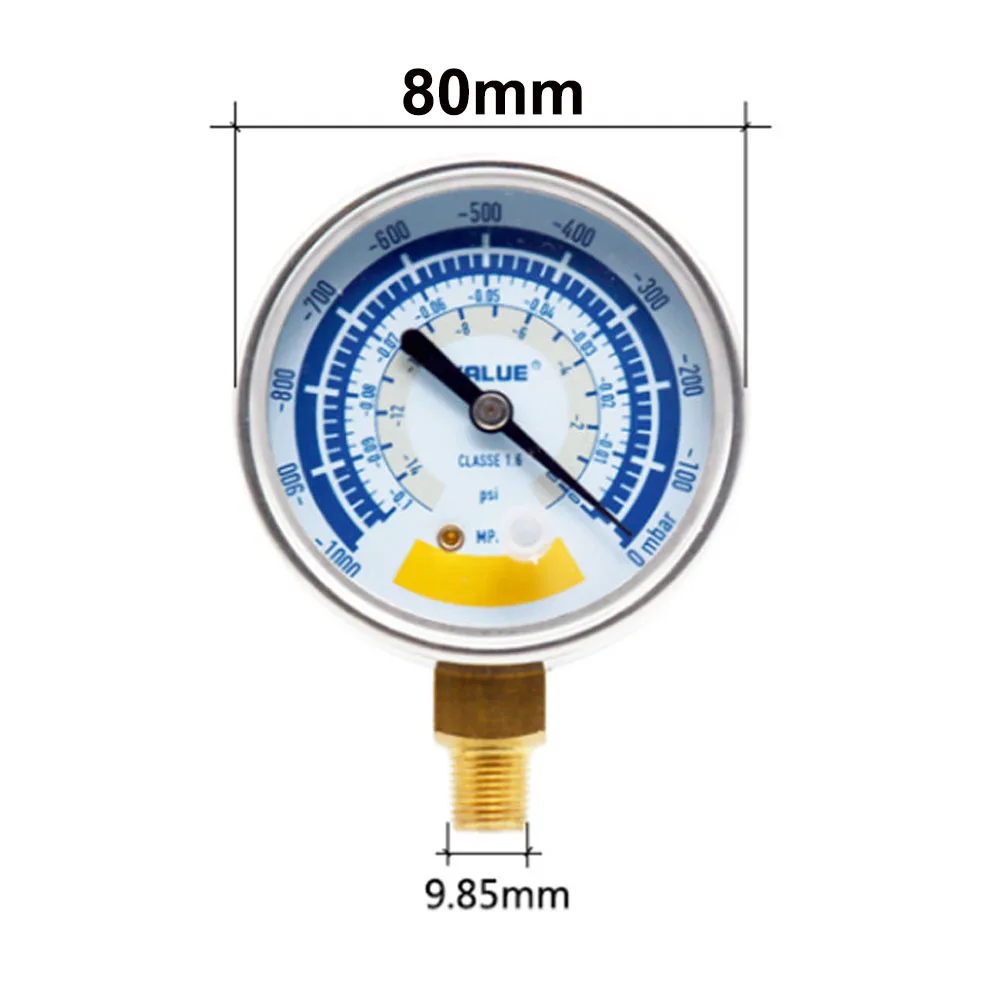 80 мм Манометр для вакуумного насоса точный манометр инструмент 0-14psi циферблатный