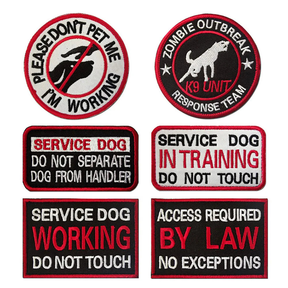 

Service Dogs Patch Hook and Loop Working Pet Badges Do Not Touch Pet for Dogs Vests Harnesses Emblem Decoration Stickers