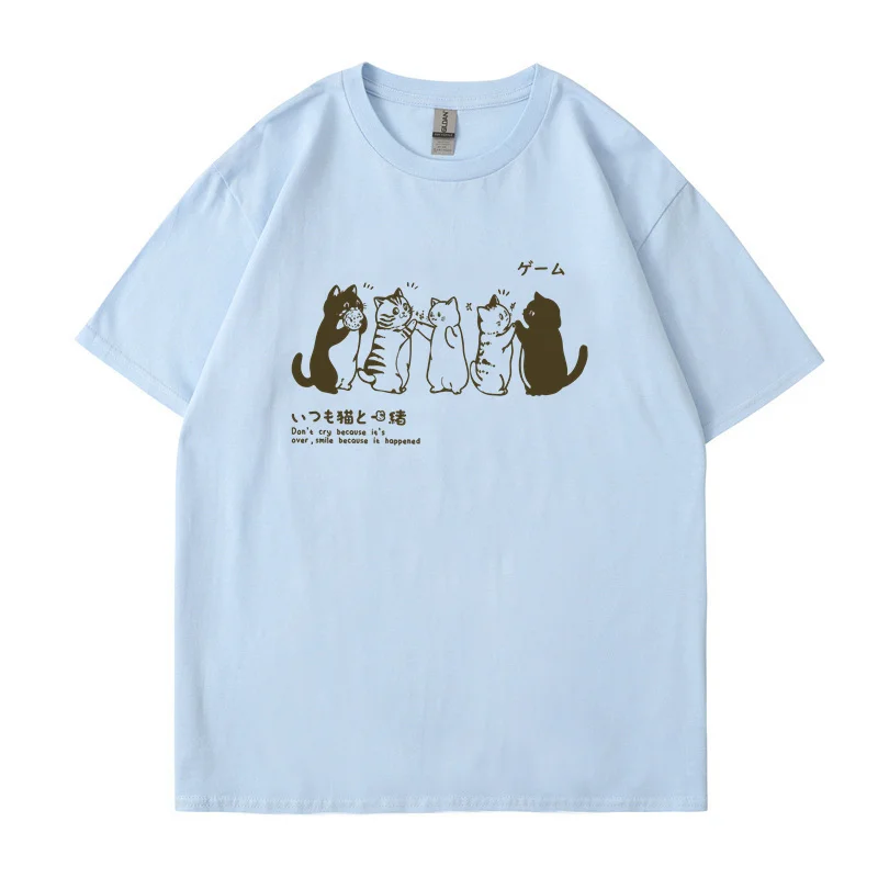 Y2K Мужская Хлопковая Теннисная Футболка В Стиле Хип-хоп С Коротким Рукавом И