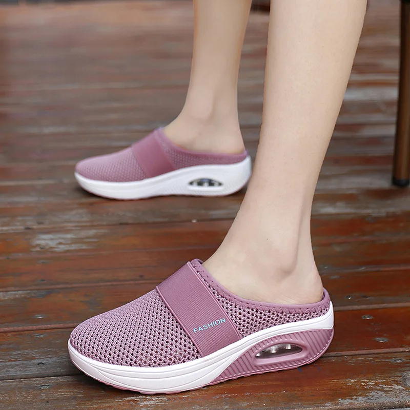 

2021 Summer fashion half-drag white shoes female no heel one-step women's shoes lazy shoes large size flat shoes