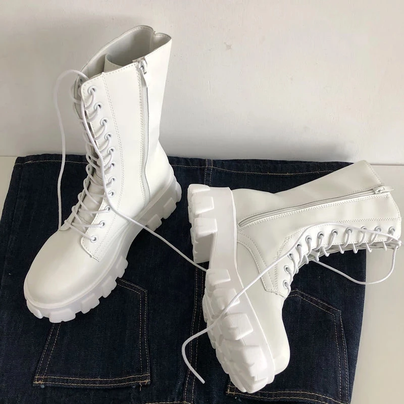 

2022 New Middle Boots Women's Boots Autumn And Winter Fashion Lace Up Women's Zipper Short Boots Sports Thick-Soled Women's Boot