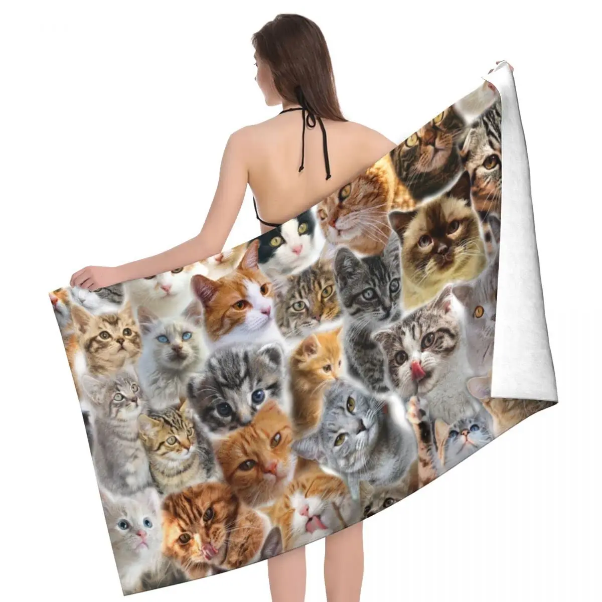 

Cartoon Cat Beach Towel Super Soft Microfiber Bath for Kids Women Shower Towel Quick Dry Oversized Pool Towels Travel Blankets