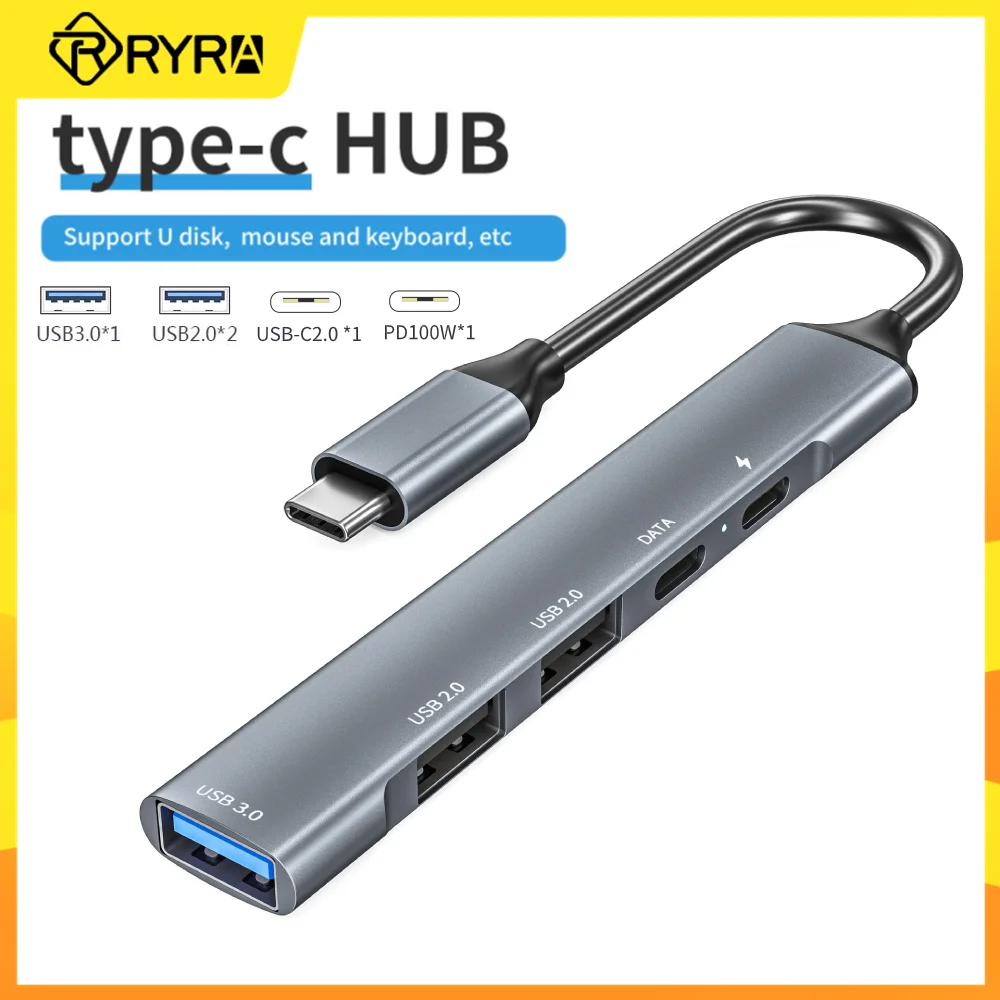 

RYRA 5 в 1 Многофункциональный USB C концентратор 5 портов USB 3,0 Type-C адаптер конвертер Поддержка PD 65 Вт Быстрая зарядка для ноутбука Macbook PC