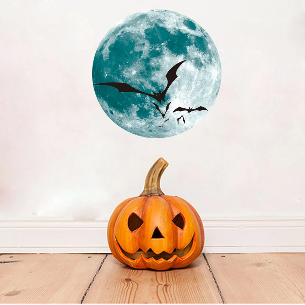

Glow Moon Wall Stickers, 1pc Wall Sticker Night Moon Bat Creative Wall Paste Decals Decor Paper for Bedroom Living Room Room